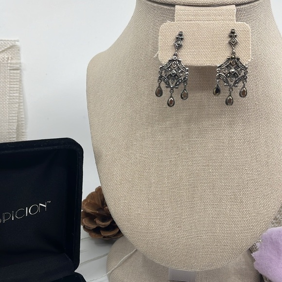 Vintage Marcasite Sterling Silver Chandelier Earrings by Suspicion  ✨ - Picture 7 of 12